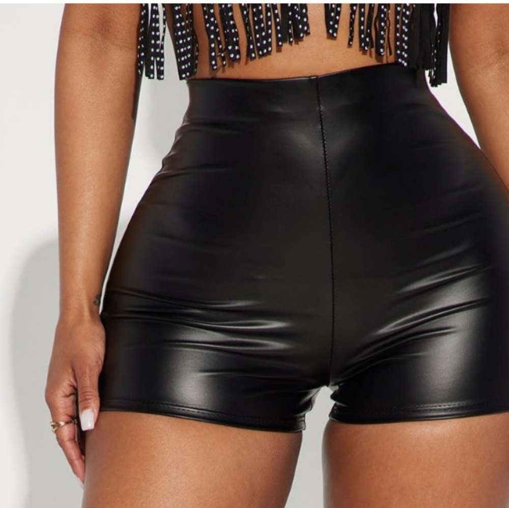 Black Leather Booty Shorts